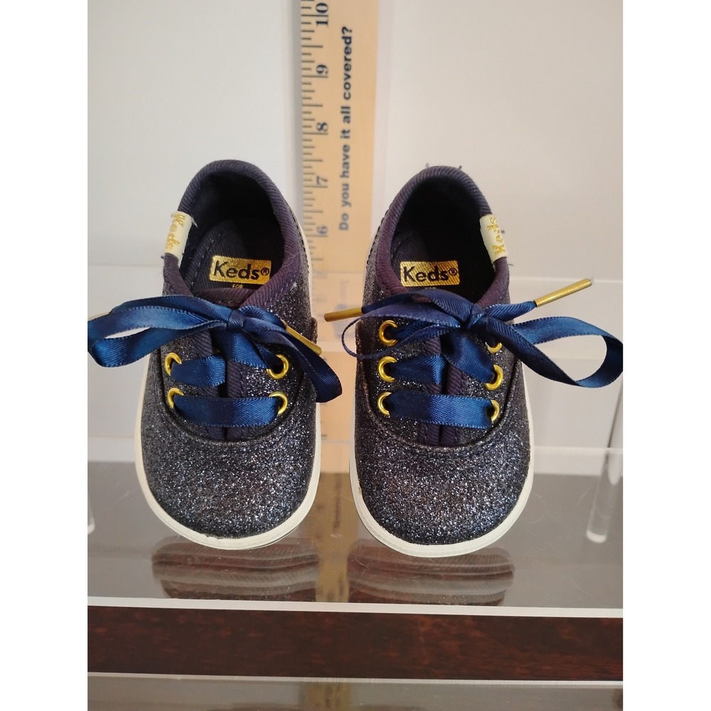 Keds x Kate Spade Navy Blue Glitter Champion Crib Shoes Infant Size 1M Sneaker